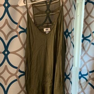 Olive green, crochet back tank top